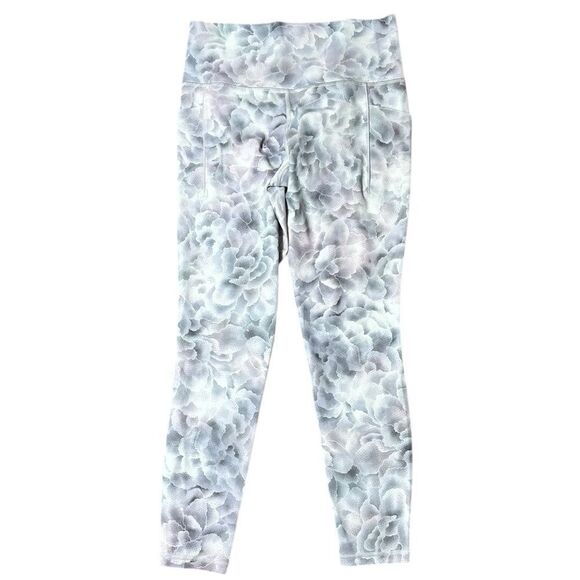 Athleta salutation stash tight leggings abstract floral dot hip pockets medium - Picture 1 of 5